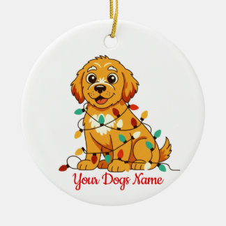Personalisierter Golden Retriever Weihnachtsbaumsc Keramik Ornament