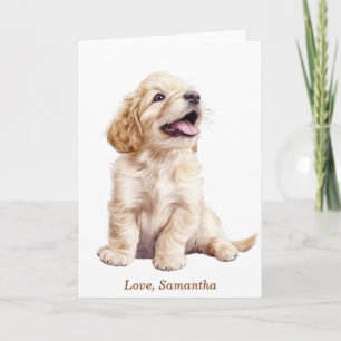 Personalisierter Golden Retriever Welpe Karte