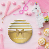 Personalisierter Golden White Stripes Weihnachtsbo Pappteller (Party)