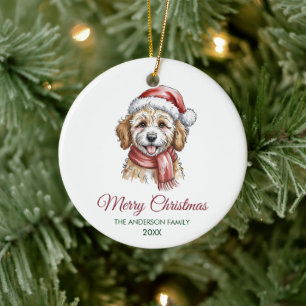 Personalisierter Goldendoodle-Hund mit Weihnachtsm Keramik Ornament