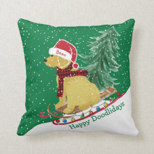 Personalisierter Goldendoodle Weihnachts-Schneesch Kissen
