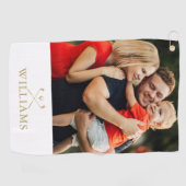 Personalisierter Goldene Name Golf Clubs Foto Golfhandtuch (Horizontal)