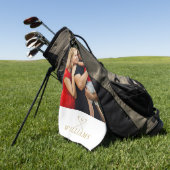 Personalisierter Goldene Name Golf Clubs Foto Golfhandtuch (Gras)