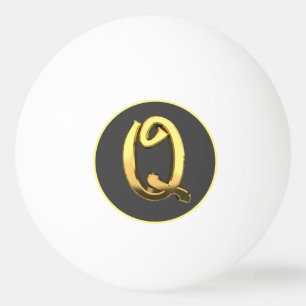 Personalisierter Goldener Buchstabe Q Tischtennisball
