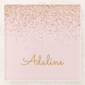 Personalisierter goldener Glitter-Monogramm-Name Glasuntersetzer (Vorderseite)