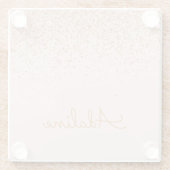 Personalisierter goldener Glitter-Monogramm-Name Glasuntersetzer (Rückseite)
