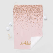 Personalisierter goldener Glitter-Monogramm-Name Golfhandtuch (Insitu)