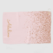 Personalisierter goldener Glitter-Monogramm-Name Golfhandtuch (Horizontal)