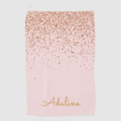 Personalisierter goldener Glitter-Monogramm-Name Golfhandtuch (Vorderseite)