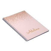 Personalisierter goldener Glitter-Monogramm-Name Notizblock (Rechte Seite)
