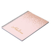 Personalisierter goldener Glitter-Monogramm-Name Notizblock (Linke Seite)