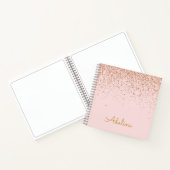 Personalisierter goldener Glitter-Monogramm-Name Notizblock (Innenseite)