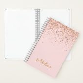 Personalisierter goldener Glitter-Monogramm-Name Notizblock (Innen)