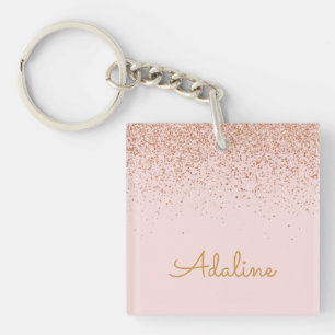 Personalisierter goldener Glitter-Monogramm-Name Schlüsselanhänger