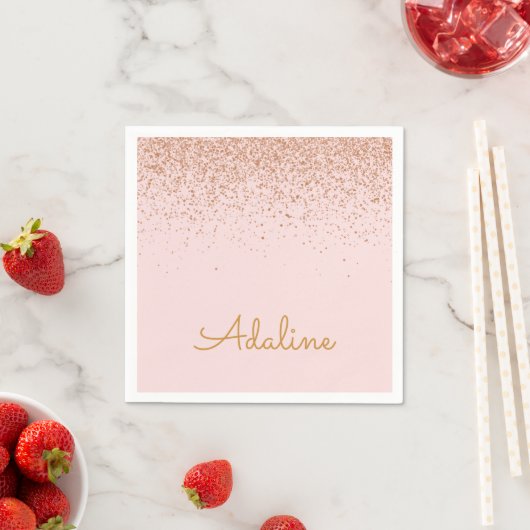Personalisierter goldener Glitter-Monogramm-Name Serviette (Beispiel)