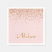 Personalisierter goldener Glitter-Monogramm-Name Serviette (Vorderseite)