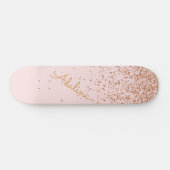 Personalisierter goldener Glitter-Monogramm-Name Skateboard (Horizontal)