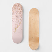 Personalisierter goldener Glitter-Monogramm-Name Skateboard (Vorderseite)
