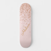 Personalisierter goldener Glitter-Monogramm-Name Skateboard (Vorderseite)