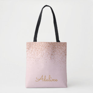 Personalisierter goldener Glitter-Monogramm-Name Tasche