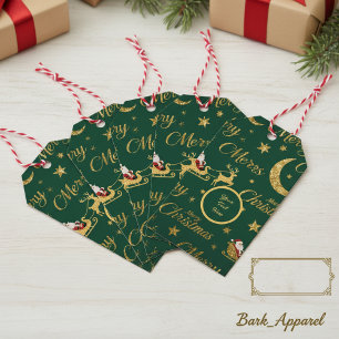 Personalisierter goldener Glitter-Weihnachtsmann-S Geschenkanhänger