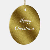 Personalisierter Goldener Glitzer Weihnachten Keramik Ornament (Rechts)