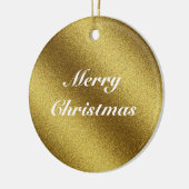 Personalisierter Goldener Glitzer Weihnachten Keramik Ornament (Links)
