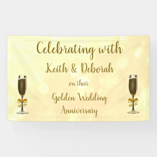 Personalisierter Goldener Hochzeitstag Banner (Horizontal)
