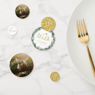 Personalisierter goldener Hochzeitstisch mit botan Konfetti
