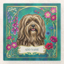 Personalisierter goldener Lhasa-Apso-Glasuntersetz