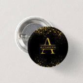 Personalisierter Goldener Monogramm Buchstabe A Button (Vorne & Hinten)