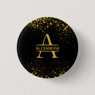 Personalisierter Goldener Monogramm Buchstabe A Button