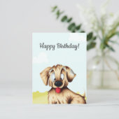 Personalisierter Goldener Retriever Cartoon Geburt Postkarte (Stehend Vorderseite)