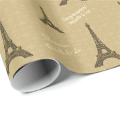 Personalisierter goldener Turm Paris Eiffel Geschenkpapier (Rolleneckpunkt)