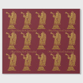 Personalisierter Goldengel auf rotem Weihnachten Geschenkpapier (Flach)