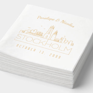 Personalisierter Goldfilm Stockholm Hochzeit Napki Servietten Mit Folie
