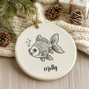 Personalisierter Goldfisch Weihnachten Keramik Ornament