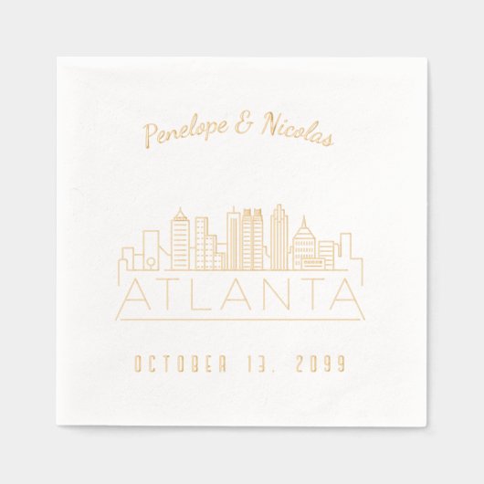 Personalisierter Goldfoil Atlanta Hochzeit von Nea Servietten Mit Folie (Vorderseite)