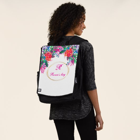 personalisierter Goldgrenzenblumenwald Rucksack (Ausgewaschen)