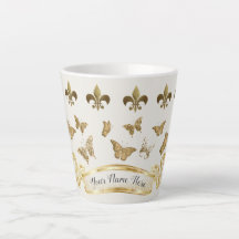Personalisierter Goldlook Lilie Butterfly Tasse