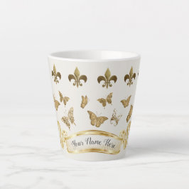Personalisierter Goldlook Lilie Butterfly Tasse