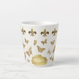 Personalisierter Goldlook Lilie Butterfly Tasse