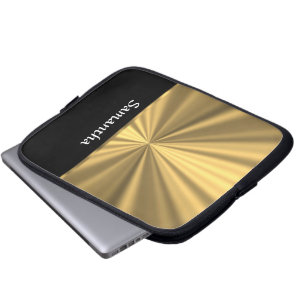 Personalisierter Goldlook und Schwarz Laptopschutzhülle