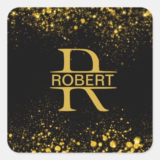 Personalisierter Goldmonogramm-Buchstabe R Quadratischer Aufkleber (Vorderseite)