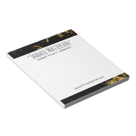 Personalisierter Goldplash-Marbour Notizblock (angewinkelt)