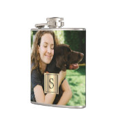 Personalisierter Goldrahmen mit schwarzem Monogram Flachmann (Links)