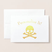 Personalisierter Goldschädel und -knochen Folienkarte (Vorderseite mit Umschlag)