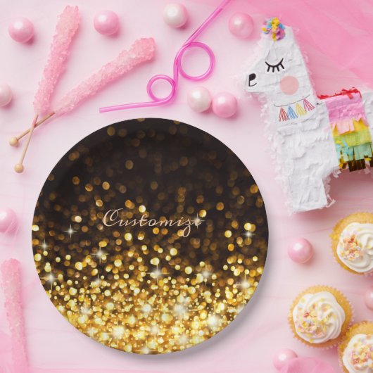 Personalisierter Goldsparkle Pappteller (Party)