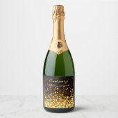 Personalisierter Goldsparkle Schaumweinetikett (Vorderseite)