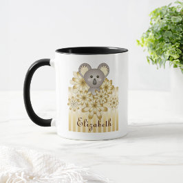 Personalisierter Goldstreifen Niedlich Baby Koala Tasse